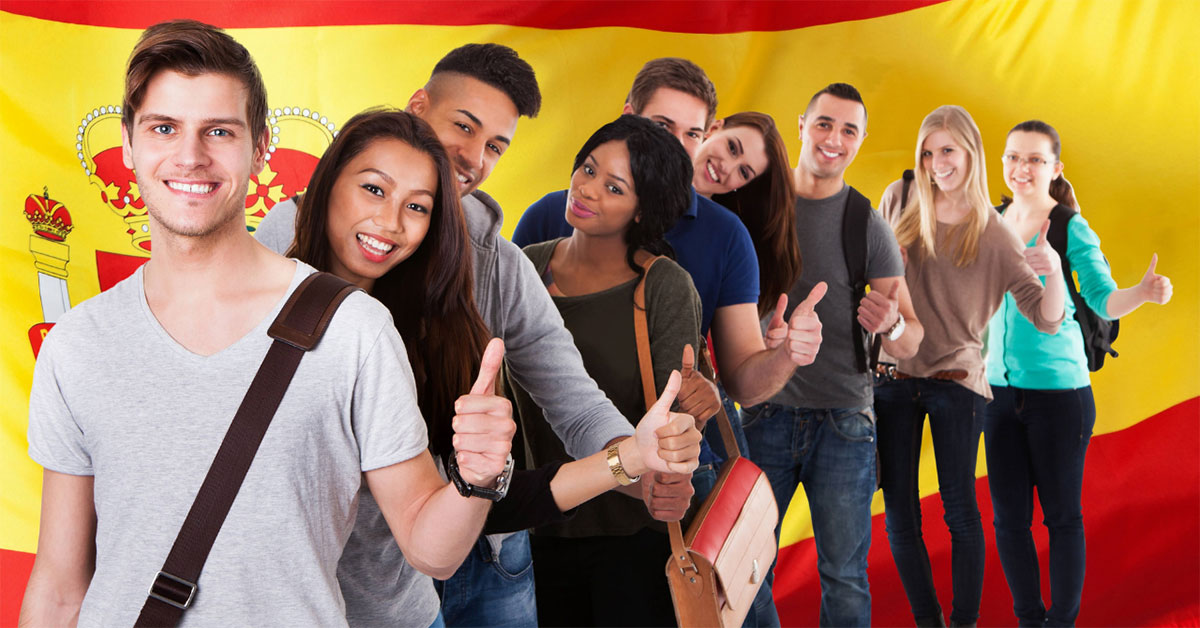 International students attending Spanish class in Spain